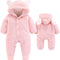 Newborn Baby Cartoon Bear Snowsuit Warm Fleece Hooded Romper Jumpsuit